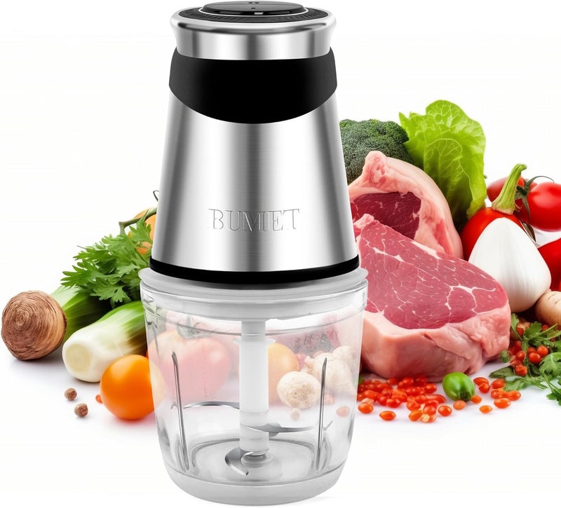 BUMET Electric food processor vegetable chopper 500W one 2.5cup bowl one bi-layer 4 blades Mini Food chopper for home use,Mincing, and Puree for kitchen aid, baby foot - Image 1